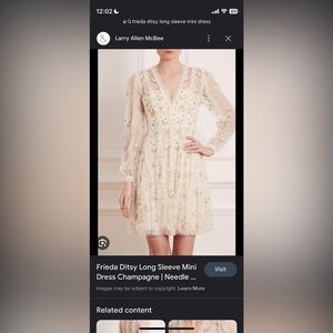 Needle & Thread Frieda Ditsy Long Sleeve Mini Dress in Champagne